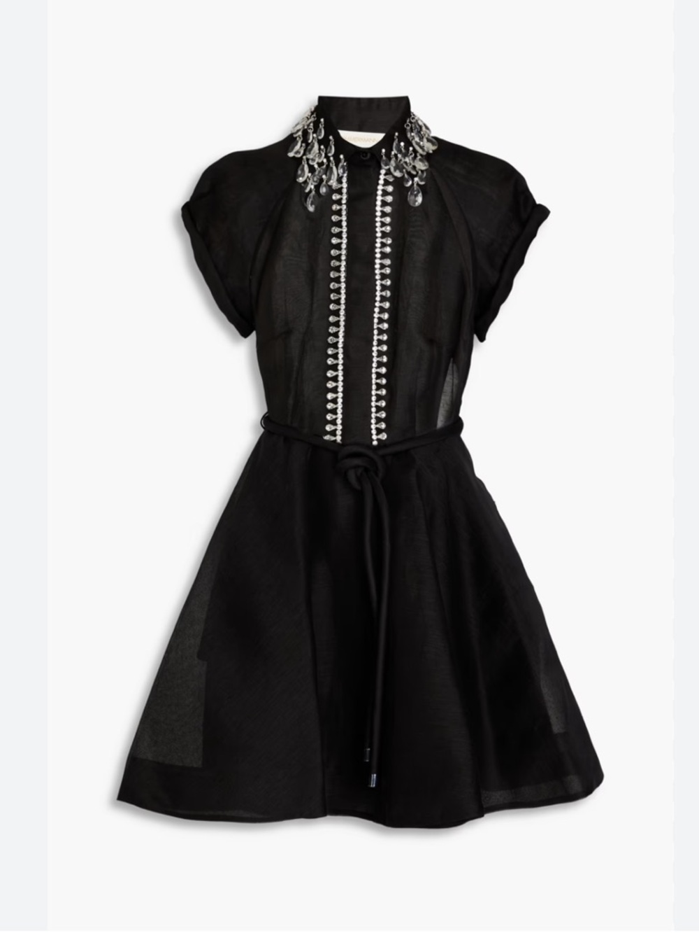 NWT** ZIMMERMANN Embellished linen and silk-blend gauze mini dress